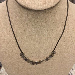 STELLA AND DOT SILVER AND LEATHER NECKLACE